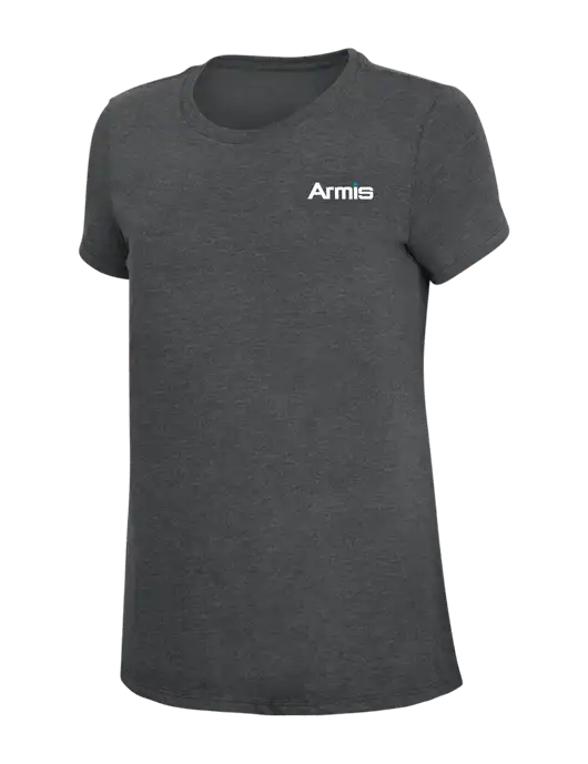 Womens Simply Soft Charcoal 4.5oz Poly/Combed Ring Spun Cotton T-Shirt w/Armis Logo
