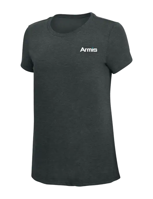 Womens Simply Soft Black Frost 4.5oz Poly/Combed Ring Spun Cotton T-Shirt w/Armis Logo