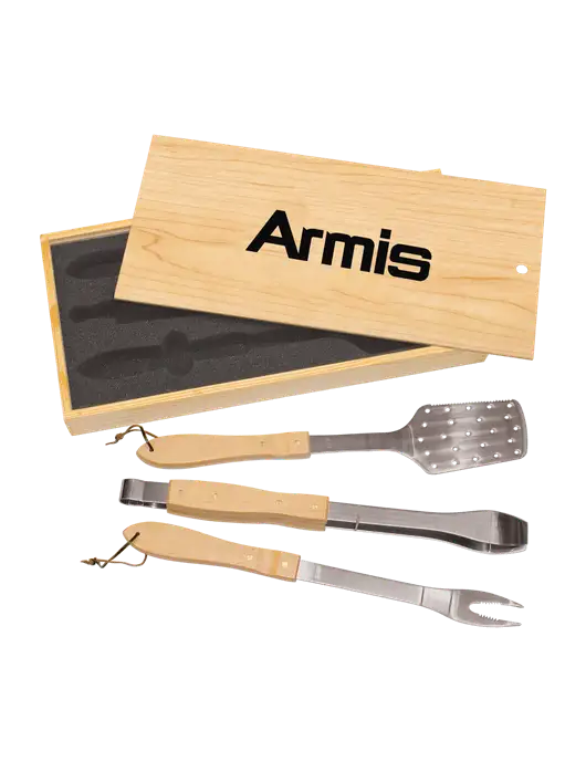 Wood BBQ Gift Set w/Armis Logo