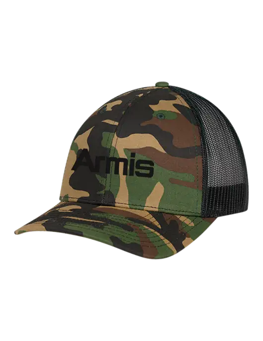 Richardson Adjustable Snapback Original 112P Trucker Cap Army Camo/Black  w/Armis Logo
