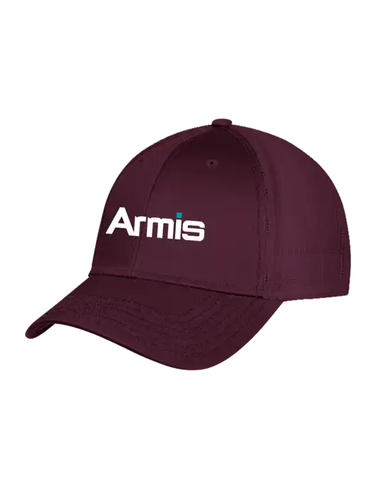 Maroon Mesh with Maroon Stitching on Bill Trucker Cap Snap Back w/Armis Logo