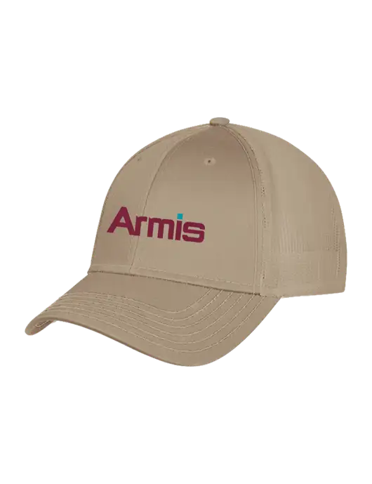 Khaki Mesh Trucker Cap Snap Back w/Armis Logo
