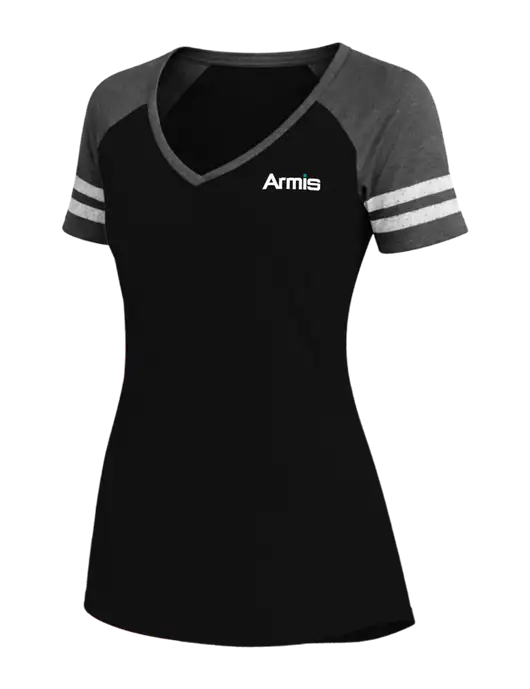 Womens Black/Charcoal Heather V-Neck Game Tee w/Armis Logo