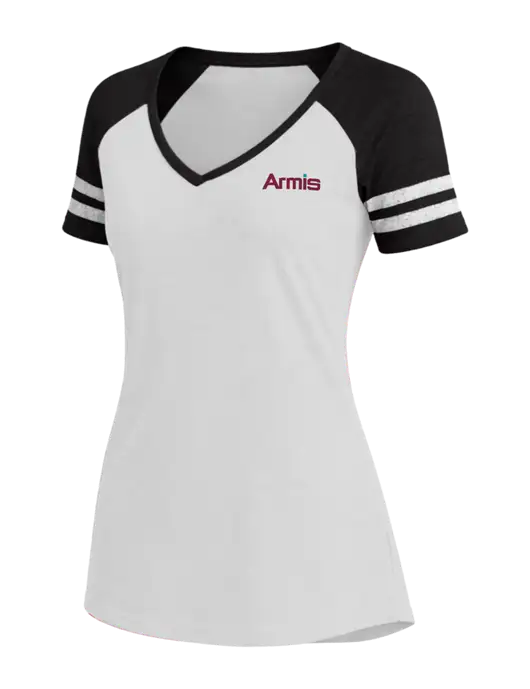 Womens White/Black V-Neck Game Tee w/Armis Logo