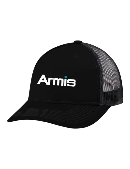 Snapback Ponytail Trucker Cap Black w/Black Mesh w/Armis Logo