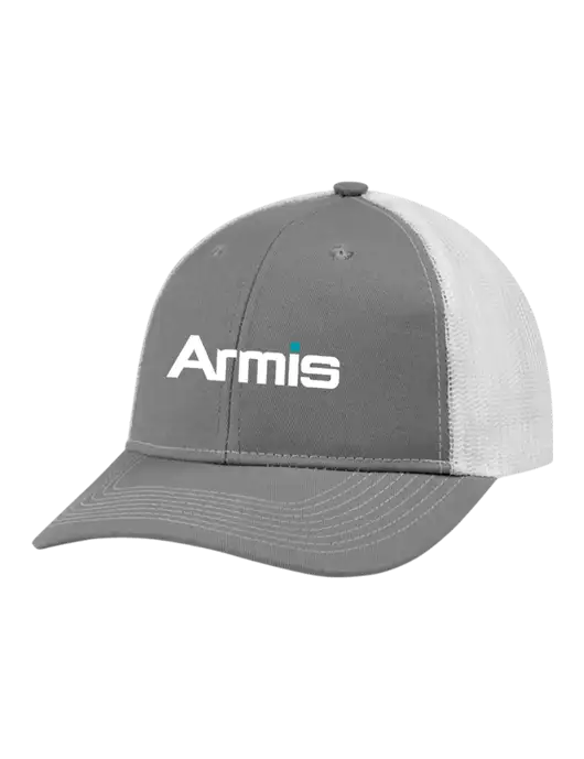 Snapback Ponytail Trucker Cap Light Medium Heather Grey w/White Mesh w/Armis Logo