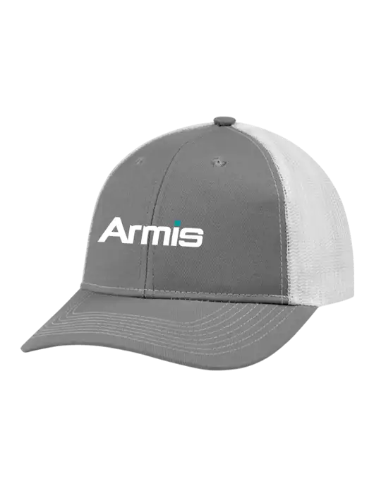 Snapback Ponytail Trucker Cap Light Medium Heather Grey w/White Mesh w/Armis Logo