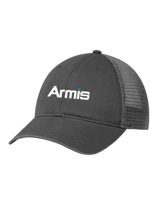 Richardson 111 Garment Washed Trucker Cap Charcoal w/Charcoal Mesh w/Armis Logo
