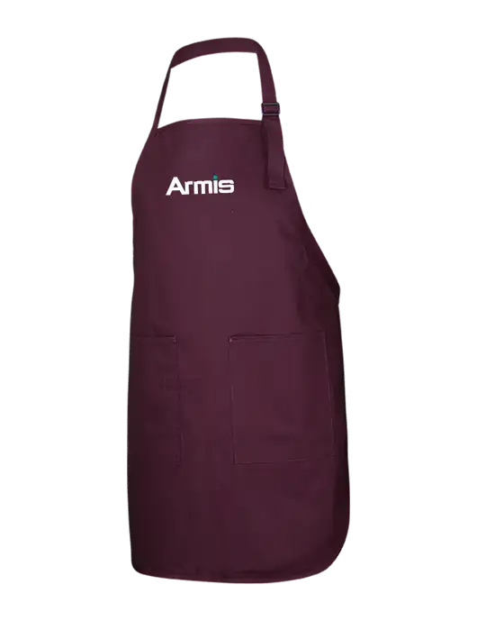 Full-Length Maroon Apron With Pockets w/Armis Logo