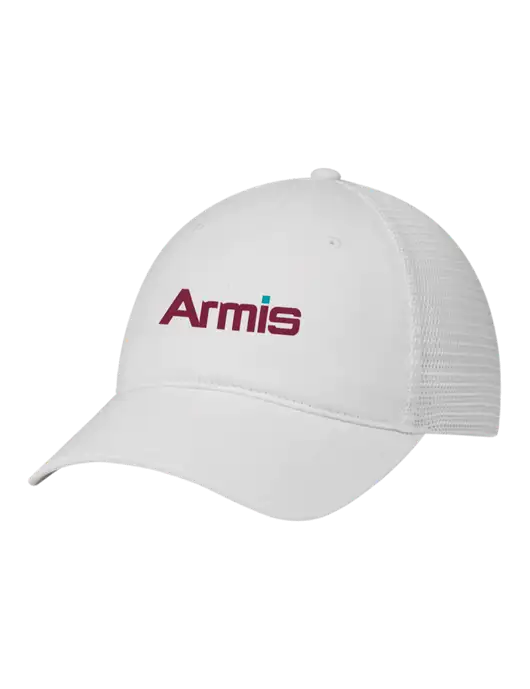 Richardson 111 Garment Washed Trucker Cap White w/White Mesh w/Armis Logo