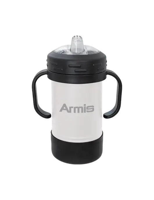 Polar Camel 10 oz Powder Coated White Sippy Cup w/Armis Logo