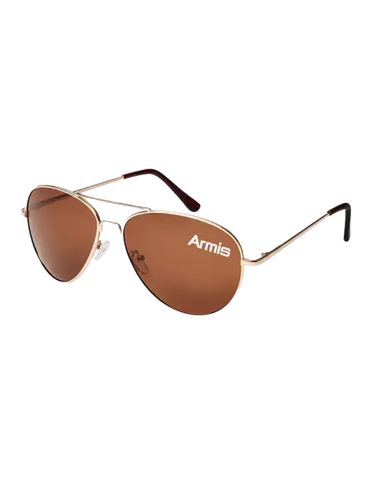 Aviator Coffee Brown with Gold Sunglasses  w/Armis Logo