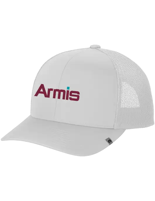 TravisMathew White Cruz Trucker Cap w/Armis Logo