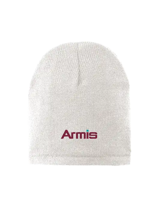 White Fleece-Lined Beanie Cap w/Armis Logo