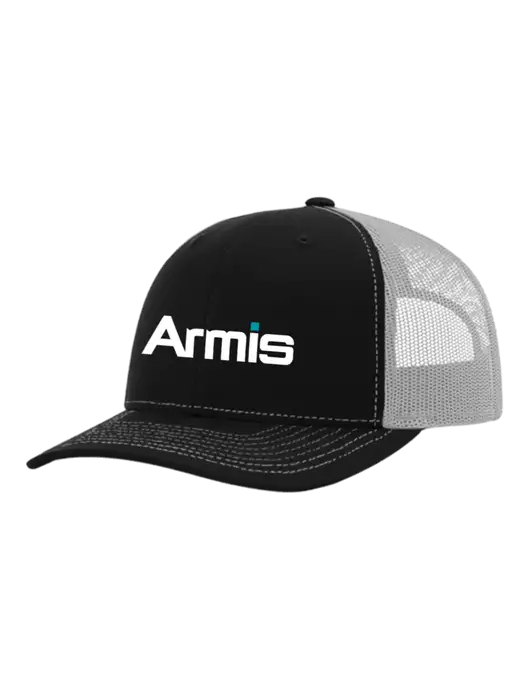 Richardson Adjustable Snapback Original 112 Trucker Cap Black w/White Mesh w/Armis Logo