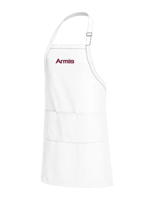Easy Care Extra Long Bib White Apron with Stain Release w/Armis Logo