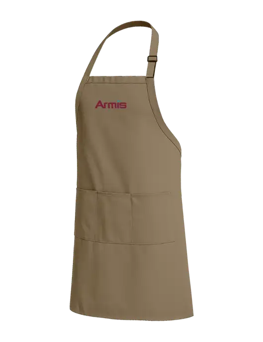Easy Care Extra Long Bib Dark Tan Apron with Stain Release w/Armis Logo