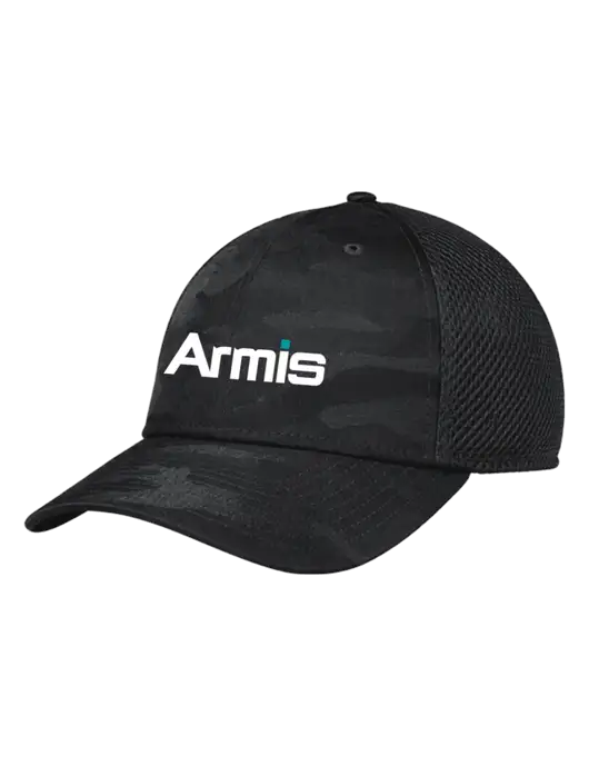 New Era Tonal Dark Grey Camo Stretch Tech Mesh Cap w/Armis Logo