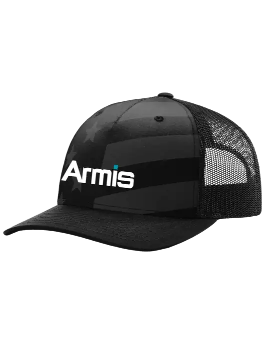 Richardson Five Panel Stars and Stripes Trucker Cap w/Armis Logo