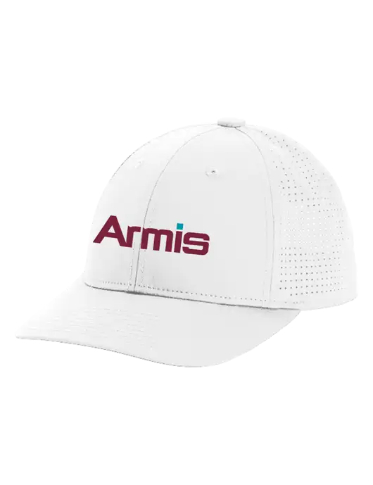Pro-Cut Structured Snapback with Pinhole Mesh White Cap w/Armis Logo
