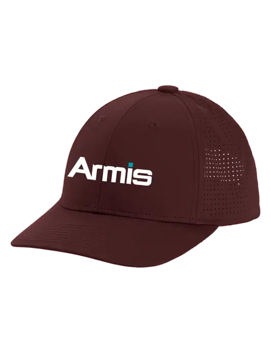 Pro-Cut Structured Snapback with Pinhole Mesh Maroon Cap w/Armis Logo